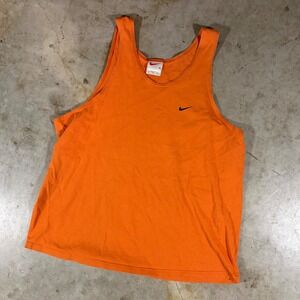 Vintage Nike Tank Top Mens XL Orange Made in USA Swoosh Logo 90s Tank Top Shirt